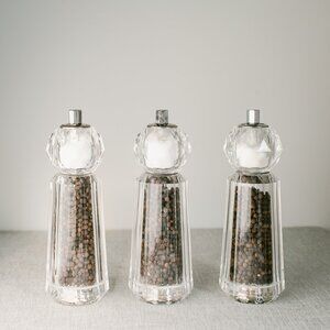 Vintage Acrylic Faux Crystal Pepper Grinders and Salt Shakers - set of 3